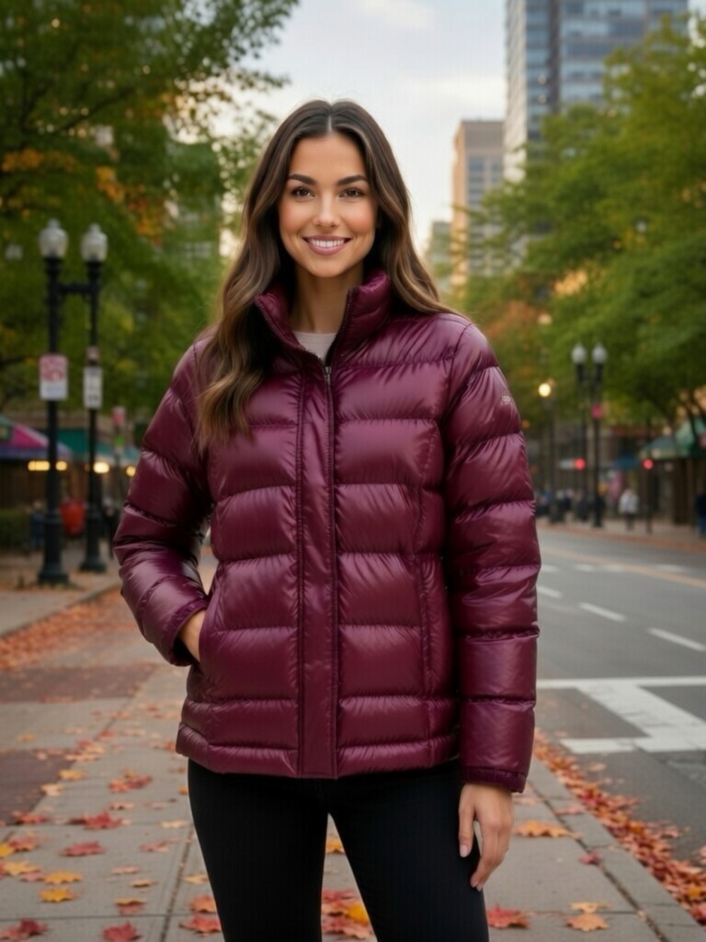 Calvin Klein Raspberry Pink Burgandy Packable Down Quilted Puffer Jacket Coat